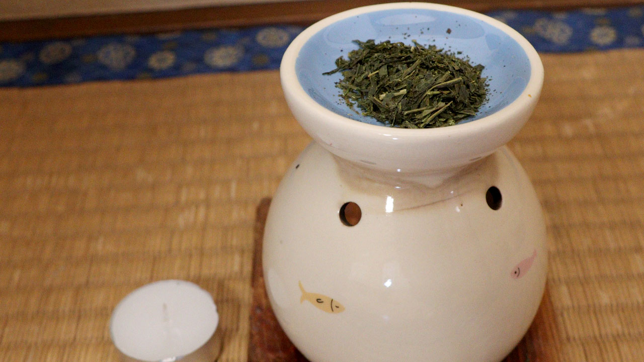 須崎旅館で全室に置いている狭山茶の茶香炉