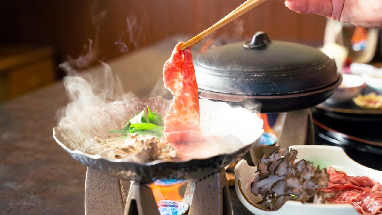 秩父の須崎旅館の上州牛のしゃぶしゃぶ